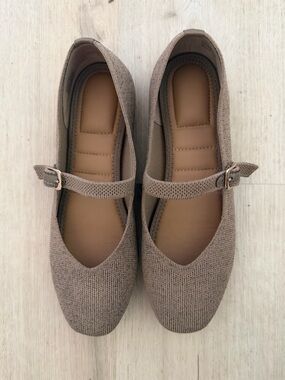 Kelly & Katie Taupe Knit Mary Jane Flats